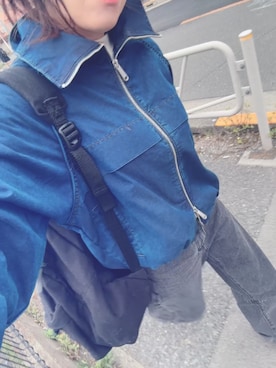 「Calvin Klein（カルバン・クライン）のアイテム（セットアップ、ブルー系）」を使った、ゆゆさん（レディース・152cm）の春コーディネート