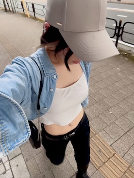 「アイテム（デニムジャケット）」を使った、ゆゆさん（レディース・152cm）の秋コーディネート