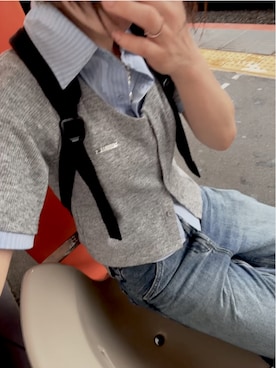 「WEGO（ウィゴー）のアイテム（Tシャツ/カットソー、グレー系）」を使った、ゆゆさん（レディース・152cm）の夏コーディネート