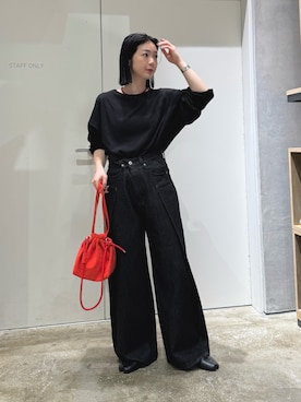 「巾着バッグ」｜「アイテム（パンツ）」を使った、くるみさん（レディース・158cm）の夏コーディネート