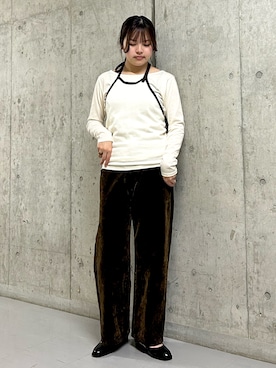 「KBF（ケイビーエフ）のバイカラービスチェSETトップス（Tシャツ/カットソー、ホワイト系）」を使った、aguさん（レディース・161cm）の春コーディネート