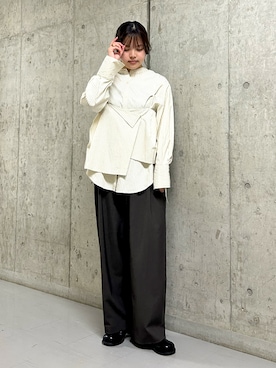 「KBF（ケイビーエフ）のステッチデザインラウンドクロッグ（その他シューズ、ブラック系）」を使った、aguさん（レディース・161cm）の冬コーディネート