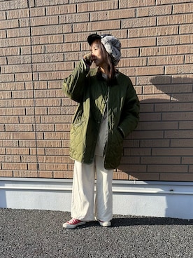 「152cm」｜「アイテム（ノーカラージャケット）」を使った、ちゃこさん（レディース・150cm）の冬コーディネート