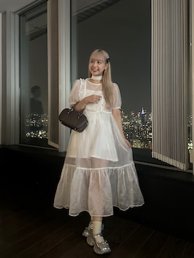 「アイテム（バレエシューズ）」を使った、まゆかさん（レディース・158cm）の夏コーディネート