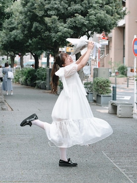 「アイテム（ローファー）」を使った、まゆかさん（レディース・158cm）の夏コーディネート