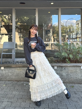 「アイテム（スウェット）」を使った、まゆかさん（レディース・158cm）の夏コーディネート