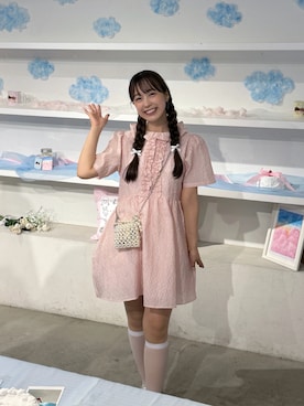 「アイテム（ワンピース/ドレス、ピンク系）」を使った、まゆかさん（レディース・158cm）の夏コーディネート