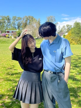 「アイテム（ポロシャツ）」を使った、まゆかさん（レディース・158cm）の夏コーディネート