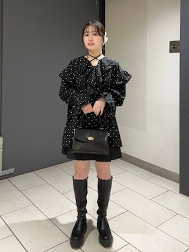 「アイテム（シュシュ）」を使った、maiさん（レディース・155cm）の秋コーディネート