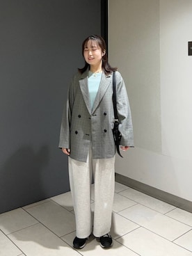 「アイテム（Tシャツ/カットソー、グリーン系）」を使った、maiさん（レディース・155cm）の秋コーディネート