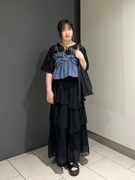 「アイテム（キャミソール、ブルー系）」を使った、maiさん（レディース・155cm）の春コーディネート