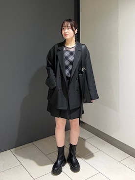 「アイテム（キャミソール、ブラック系）」を使った、maiさん（レディース・155cm）の秋コーディネート