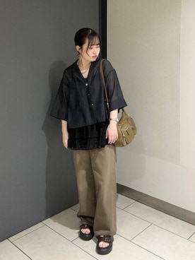 「アイテム（キャミソール、ブラック系）」を使った、maiさん（レディース・155cm）の夏コーディネート