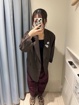 「アイテム（キャミソール、ブラック系）」を使った、maiさん（レディース・155cm）の秋コーディネート