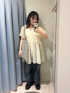 「アイテム（トートバッグ、その他）」を使った、maiさん（レディース・155cm）の夏コーディネート