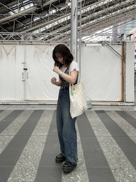 「アイテム（トートバッグ、その他）」を使った、maiさん（レディース・155cm）の夏コーディネート