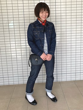 「フレンチカジュアル」｜「アイテム（バレエシューズ）」を使った、azumiさん（レディース・155cm）の春コーディネート