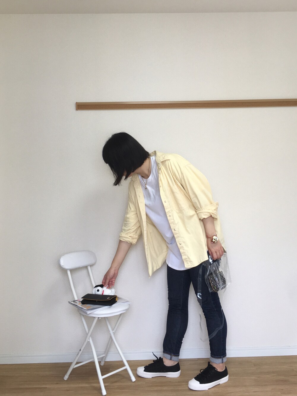 「COOLなこのコが仲間入り、カジュアルコーデ、夏コーデ、ラクチンコーデ、休日スタイル、高身長女子、夏、着回しコーデ、ユニクロ、無印良品」｜「LOUIS VUITTONのアイテム（ショルダーバッグ、ブラック系）」を使った、リーナ・ベル♥さん（レディース・167cm）の夏コーディネートの1枚目の写真