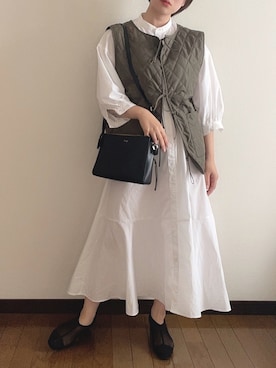 「秋トレンド2021」｜「アイテム（シャツワンピース）」を使った、まるすけさん（レディース・156cm）の秋コーディネート