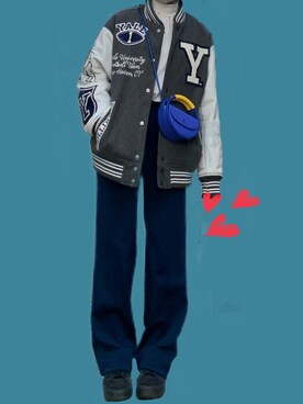 「CPCM（シーピーシーエム）のアイテム（スタジャン）」を使った、rrrさん（レディース・160cm）の冬コーディネート