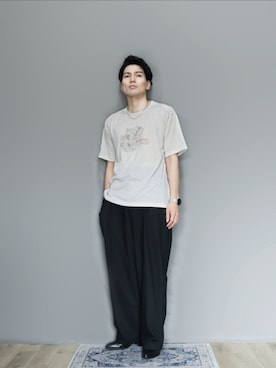 「アイテム（スラックス）」を使った、kamoiさん（メンズ・170cm）の秋コーディネート