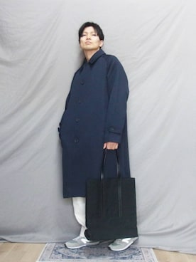 「GU（ジーユー）のアイテム（ステンカラーコート）」を使った、kamoiさん（メンズ・170cm）の冬コーディネート