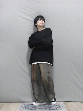 「CONVERSE（コンバース）のconverse コンバース ALL STAR HI オールスター ハイ 3206 BLACK(US)（スニーカー）」を使った、kamoiさん（メンズ・170cm）の秋コーディネート