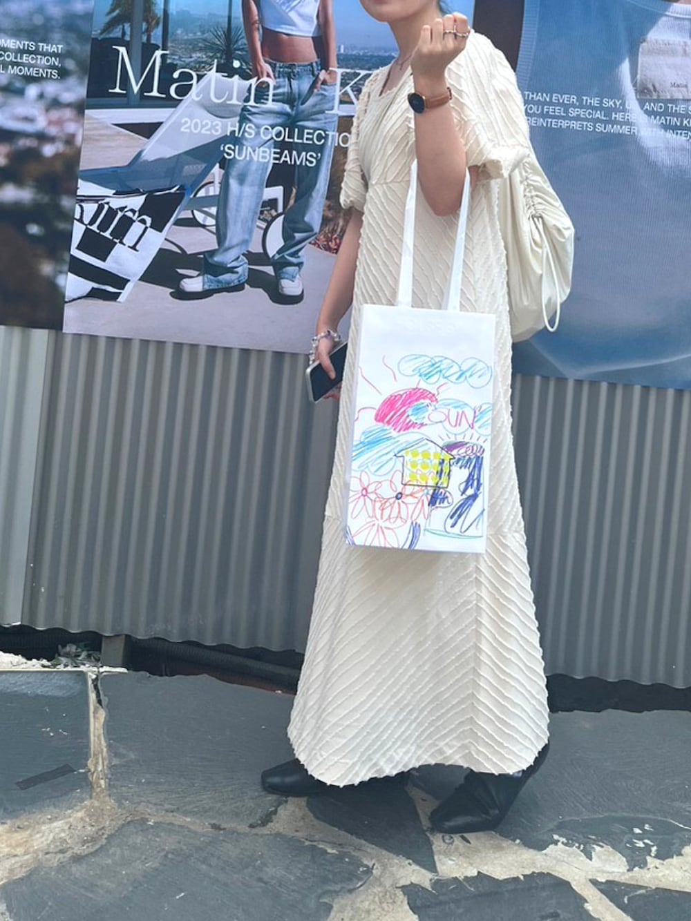 「大人可愛い、お出かけコーデ、大人女子、ワンピーススタイル、キレイめコーデ、ootd、高身長女子、高身長コーデ、ホワイト」｜「CAPRICIEUX LE'MAGEの【サイズ展開あり】カットオフワンピース（ワンピース、ホワイト系）」を使った、mywooさん（レディース・166cm）の夏コーディネートの1枚目の写真
