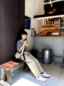 「CONVERSE ALL STAR（コンバースオールスター）のアイテム（スニーカー、ホワイト系）」を使った、sharurottoさん（レディース・153cm）の夏コーディネート