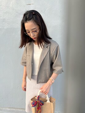 「PAZZO（パッゾ）のアイテム（Tシャツ/カットソー）」を使った、sharurottoさん（レディース・153cm）の夏コーディネート