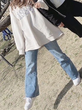 「H&M（エイチ・アンド・エム）のアイテム（スウェット）」を使った、chanri65さん（レディース・152cm）の春コーディネート