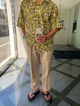 「OOFOS（ウーフォス）の＜OOFOS（ウーフォス）＞ OORIGINAL サンダル（サンダル、ブラック系）」を使った、mm1209さん（メンズ・175cm）の春コーディネート