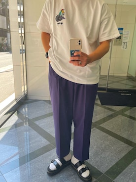 「Left Aloneのアイテム（Tシャツ/カットソー、ホワイト系）」を使った、mm1209さん（メンズ・175cm）の夏コーディネート