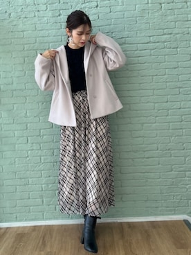 「重ね着ベストシーズン」｜「アイテム（その他アウター）」を使った、makiさん（レディース・163cm）の秋コーディネート