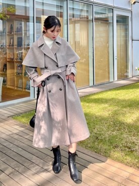 「重ね着ベストシーズン」｜「アイテム（トレンチコート）」を使った、makiさん（レディース・163cm）の秋コーディネート
