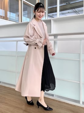 「アイテム（その他アウター、ピンク系）」を使った、makiさん（レディース・163cm）の冬コーディネート