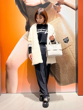 「ロゴニット」｜「アイテム（ブルゾン）」を使った、MM529さん（レディース・157cm）の秋コーディネート