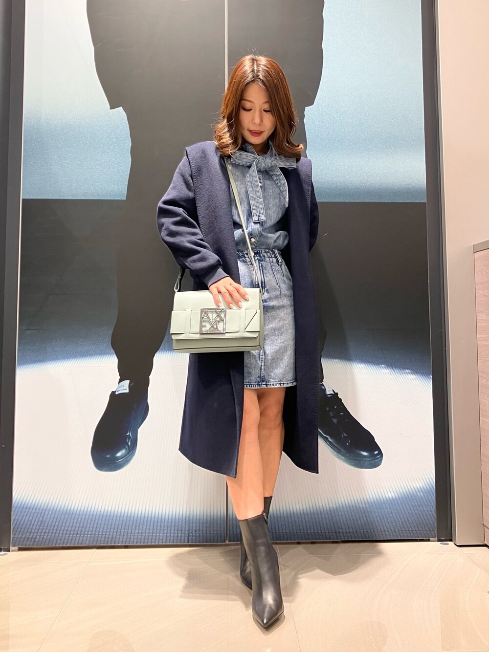 関税送料込♪ARMANI EXCHANGE/ケミカルデニムミニスカート ARMANI EXCHANGE（アルマーニエクスチェンジ）の「【A|X