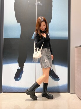 「アイテム（デニムスカート、グレー系）」を使った、MM529さん（レディース・157cm）の冬コーディネート