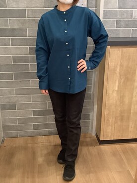 「綿麻シャツ」｜SHIRTS PLAZA 横浜ポルタ店さん（レディース・153cm）の春コーディネート