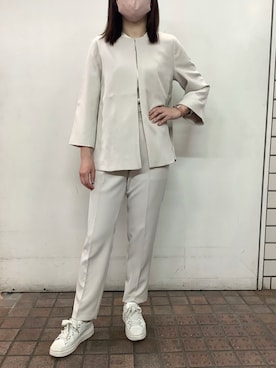 「オケージョン」｜「アイテム（ノーカラージャケット）」を使った、SHIRTS PLAZA 横浜ポルタ店さん（レディース・168cm）の冬コーディネート