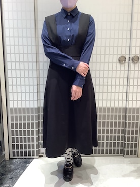 「TOKYO SHIRTS（トウキョウシャツ）のCOFREX 形態安定ノンアイロン レギュラー 長袖ビジネスワイシャツ（ビジネスシャツ、ブルー系）」を使った、BRICK HOUSE シャツ工房 東松山ピオニウォーク店さん（レディース・156cm）の春コーディネート