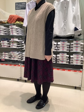 「TOKYO SHIRTS（トウキョウシャツ）の形態安定ノーアイロン レギュラー衿 長袖ビジネスワイシャツ（ビジネスシャツ）」を使った、BRICK HOUSE シャツ工房 東松山ピオニウォーク店さん（レディース・154cm）の冬コーディネート