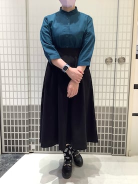 「TOKYO SHIRTS（トウキョウシャツ）の【Pitta Re:)】ふわっとガーゼシャツ レギュラーシルエット 七分袖 綿100% レディース カジュアルシャツ（シャツ/ブラウス、グリーン系）」を使った、BRICK HOUSE シャツ工房 東松山ピオニウォーク店さん（レディース・156cm）の春コーディネート
