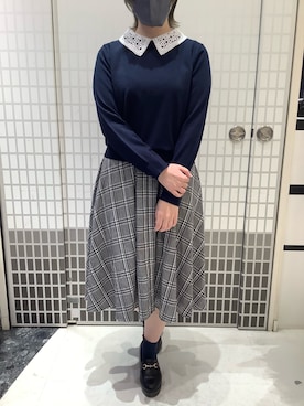 「TOKYO SHIRTS（トウキョウシャツ）のアイテム（ニット/セーター）」を使った、BRICK HOUSE シャツ工房 東松山ピオニウォーク店さん（レディース・156cm）の冬コーディネート