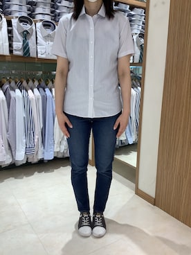 「ジーンズコーデ」｜「アイテム（トップス）」を使った、SHIRTS PLAZA 国分寺セレオ店さん（レディース・160cm）の夏コーディネート