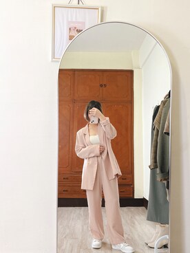 「oversize」｜Chrissy Huさん（レディース・156cm）の春コーディネート