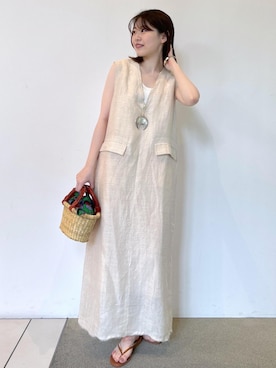 「シルク」｜「アイテム（ワンピース/ドレス）」を使った、haruさん（レディース・159cm）の夏コーディネート