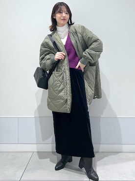 「ベロアスカート」｜「アイテム（ブルゾン）」を使った、haruさん（レディース・159cm）の秋コーディネート