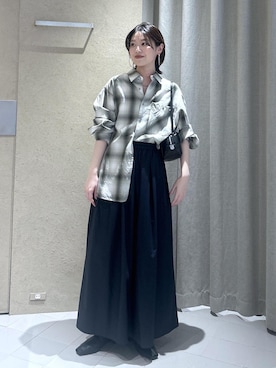 「SALON adam et rope'（サロン アダム エ ロペ）の【W S（ドゥーブル）】レザーフラットミュール（その他シューズ、ブラック系）」を使った、haruさん（レディース・159cm）の春コーディネート